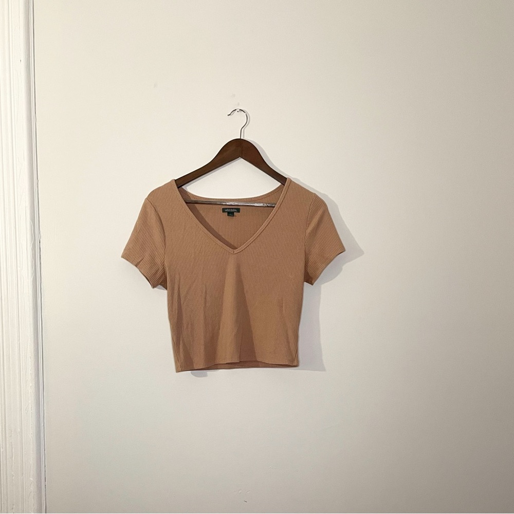 Tan Wild Fable Large V-Neck Crop Top